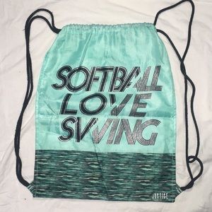 Justice Drawstring Backpack. Softball.